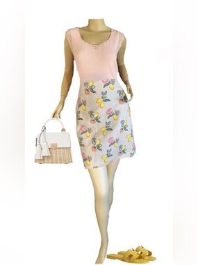 LOFT OUTLET BEIGE, YELLOW & PINK LEMON PRINT COTTON MINI SKIRT (10P)